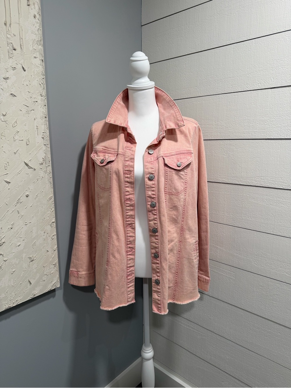LOGO by Lori Goldstein Pale Pink Denim Jacket
